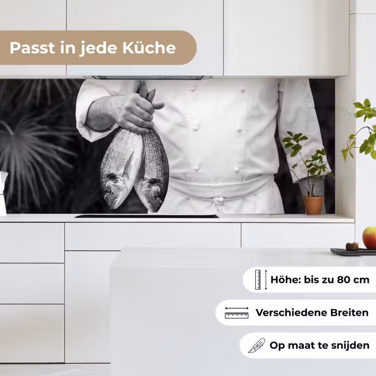 Vissen - Chef - Zwart - Wit keuken achterwand 2 middel -sfeer4_DE