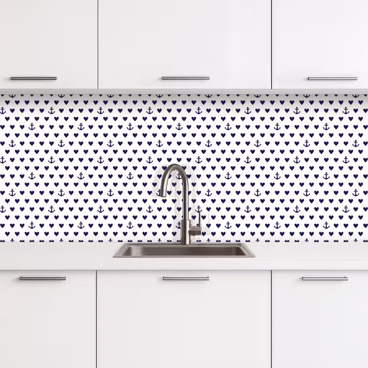Anker - Hart - Blauw - Wit keuken achterwand 2 middel 871 -3d