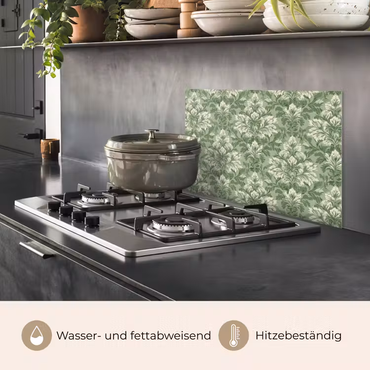 Sierlijk - Lichtgroen - Planten - Patroon - Getailleerd keuken achterwand spatscherm klein 900 -usp_DE