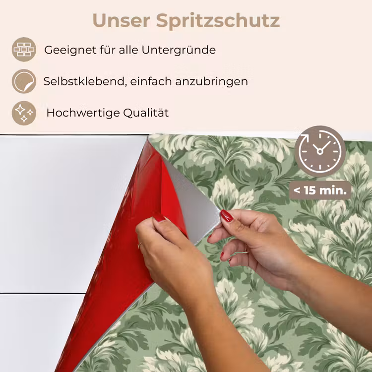 Sierlijk - Lichtgroen - Planten - Patroon - Getailleerd keuken achterwand spatscherm klein 900 -spatscherm_DE
