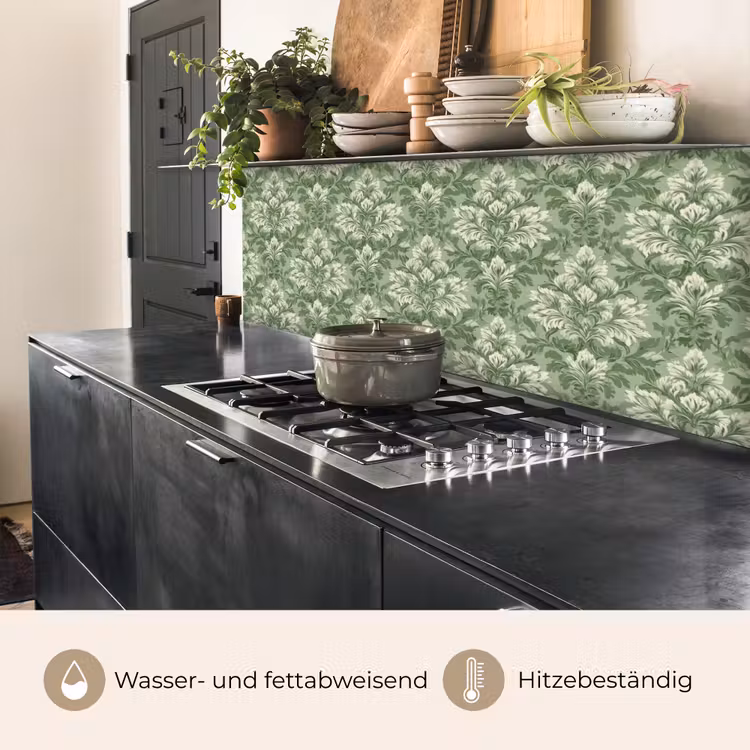 Sierlijk - Lichtgroen - Planten - Patroon - Getailleerd keuken achterwand 2 middel 871 -usp_DE