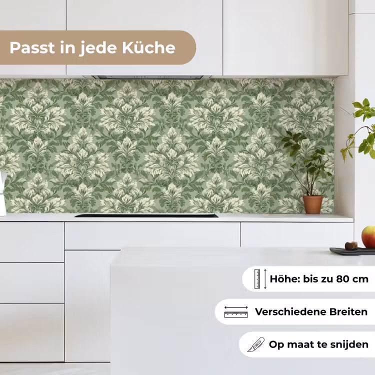 Sierlijk - Lichtgroen - Planten - Patroon - Getailleerd keuken achterwand 2 middel 871 -sfeer4_DE