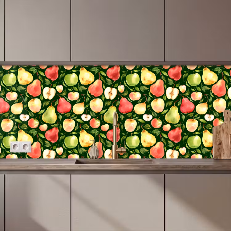 Appels - Peren - Fruit - Groen keuken achterwand 2 middel 871 zz_3dshopping