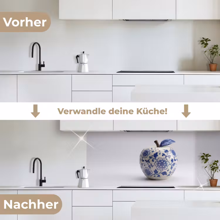 Appel - Blauw - Klassiek keuken achterwand 2 middel -voor-na_DE