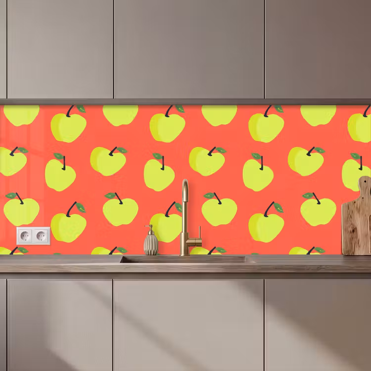 Appels - Modern - Groen keuken achterwand 2 middel 871 zz_3dshopping