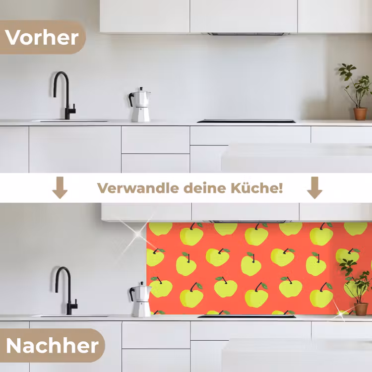Appels - Modern - Groen keuken achterwand 2 middel 871 -voor-na_DE