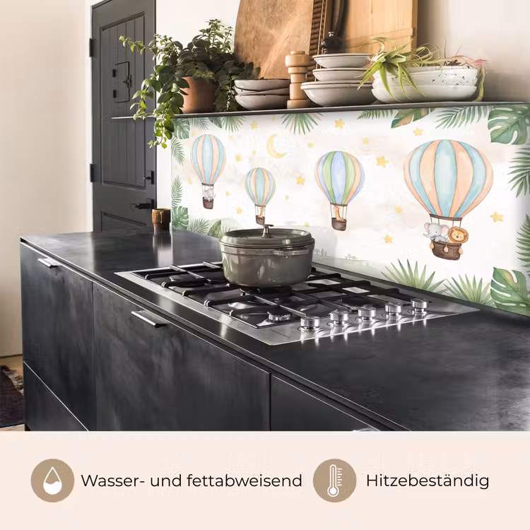 Aquarel - Luchtballonnen - Pastel keuken achterwand 2 middel -usp_DE