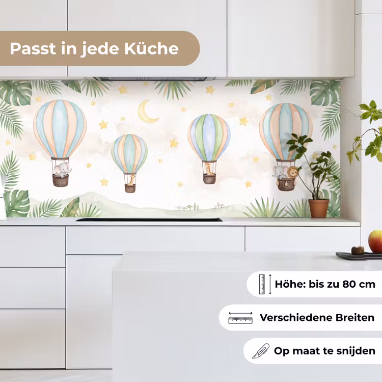 Aquarel - Luchtballonnen - Pastel keuken achterwand 2 middel -sfeer4_DE