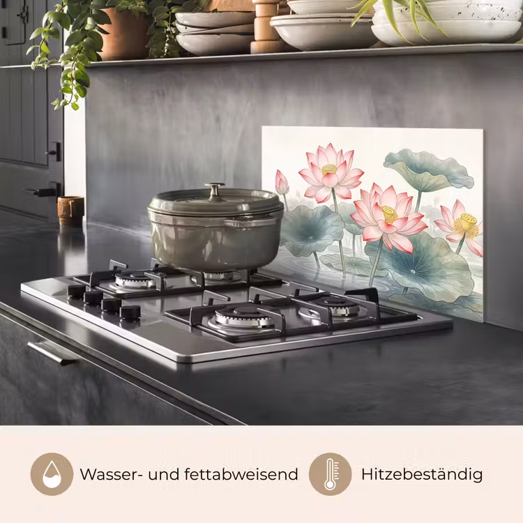 Aquarel - Lotusbloemen - Kleurrijk keuken achterwand spatscherm klein -usp_DE