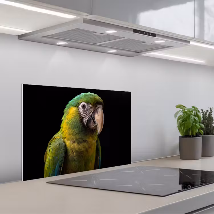Ara - Portret - Groen keuken achterwand spatscherm klein -3d_schuin