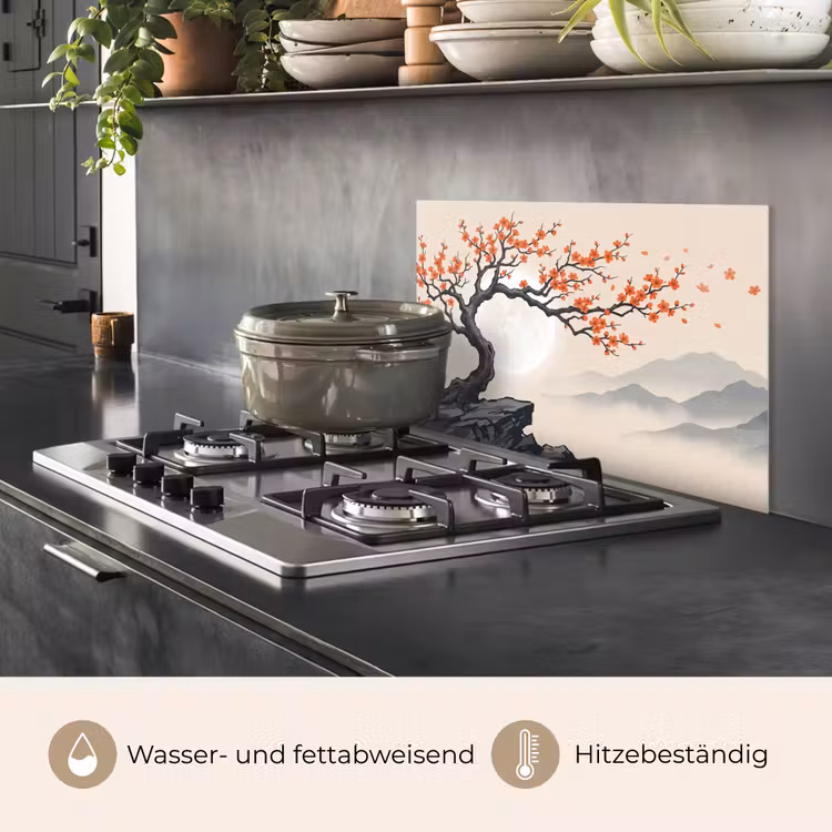 Aziatisch - Bloesem - Rood keuken achterwand spatscherm klein -usp_DE