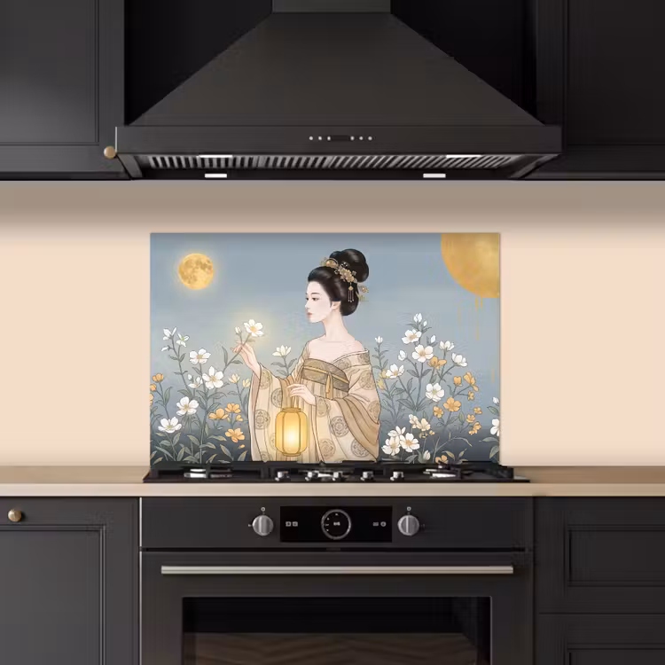 Aziatisch - Vrouw - Kimono keuken achterwand spatscherm klein -sfeer1