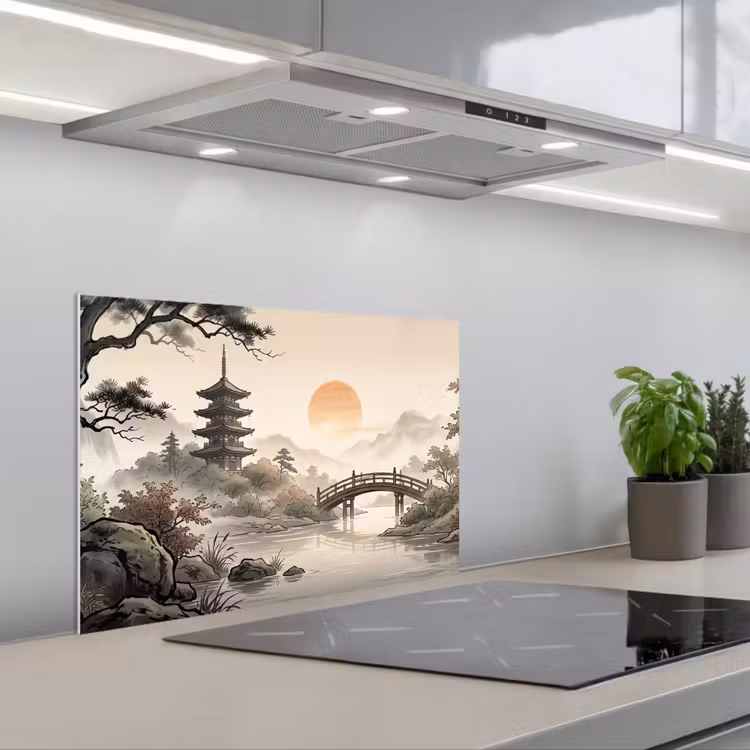 Azië - Landschap - Kleurrijk keuken achterwand spatscherm klein -3d_schuin