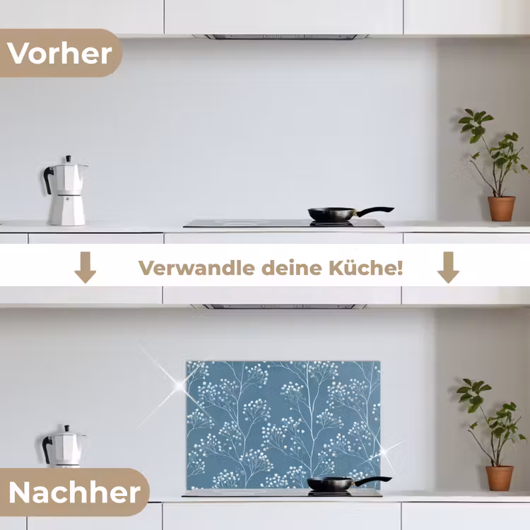 Takken - Bessen - Patroon - Lichtblauw keuken achterwand spatscherm klein 900 -voor_na_DE
