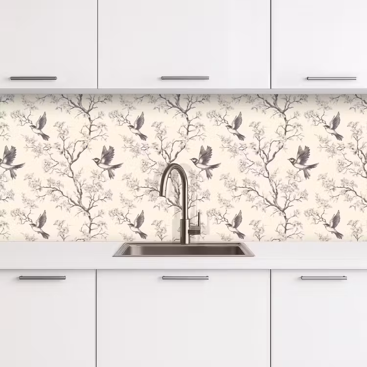 Takken - Vogels - Beige keuken achterwand 2 middel 871 -3d