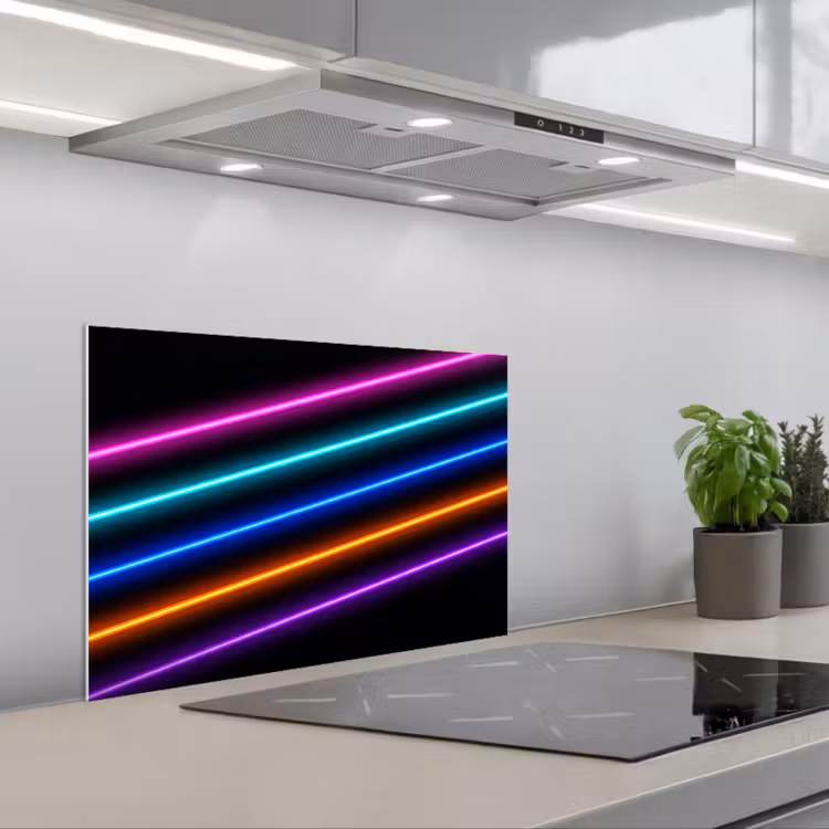 Esthetiek - Retro - Neon keuken achterwand spatscherm klein -3d_schuin