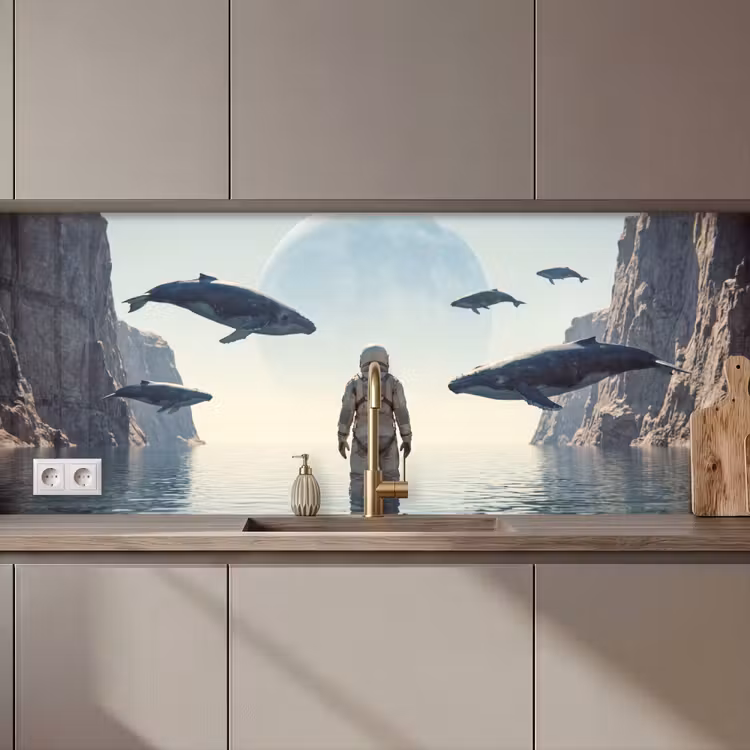 Küchenrückwand - Astronaut – Wal – Fantasie - Ruimtevaarder - Walvis - Fantasie keuken achterwand 2 middel zz_3dshopping