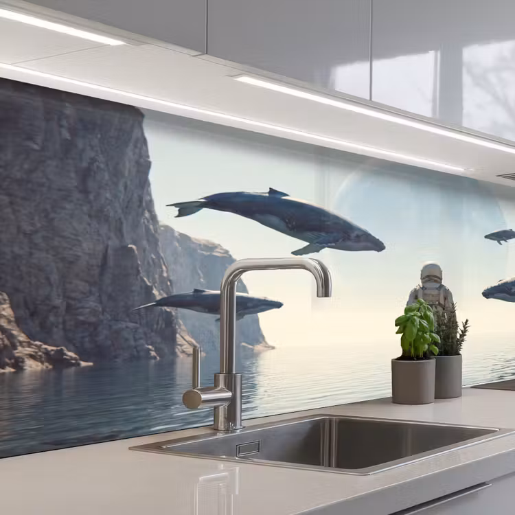 Küchenrückwand - Astronaut – Wal – Fantasie - Ruimtevaarder - Walvis - Fantasie keuken achterwand 2 middel