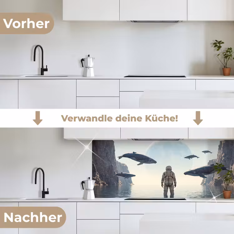 Küchenrückwand - Astronaut – Wal – Fantasie - Ruimtevaarder - Walvis - Fantasie keuken achterwand 2 middel