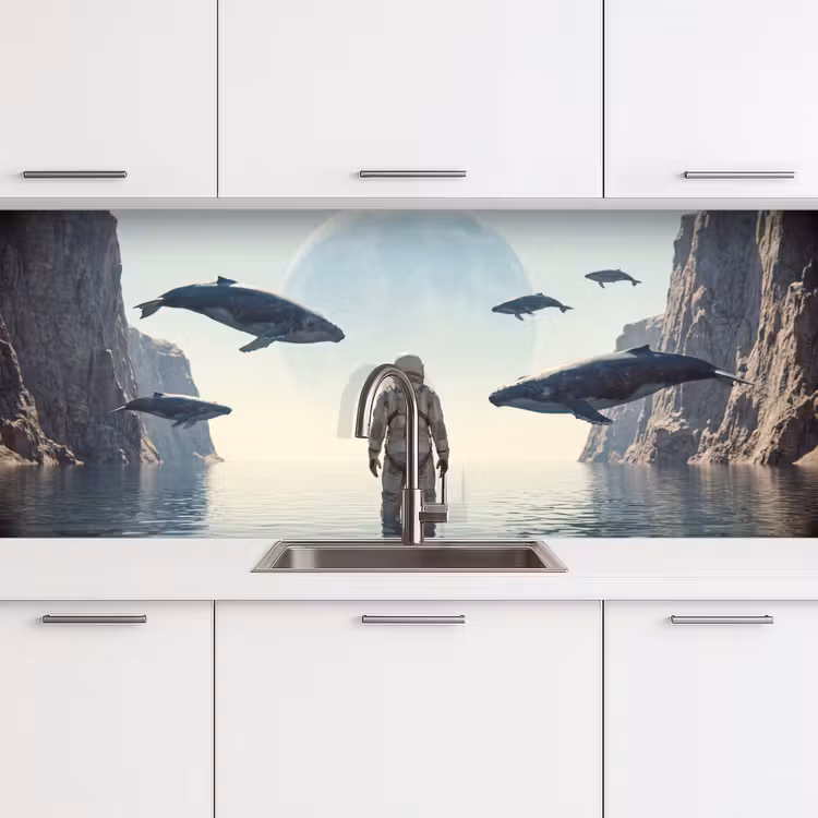 Küchenrückwand - Astronaut – Wal – Fantasie - Ruimtevaarder - Walvis - Fantasie keuken achterwand 2 middel