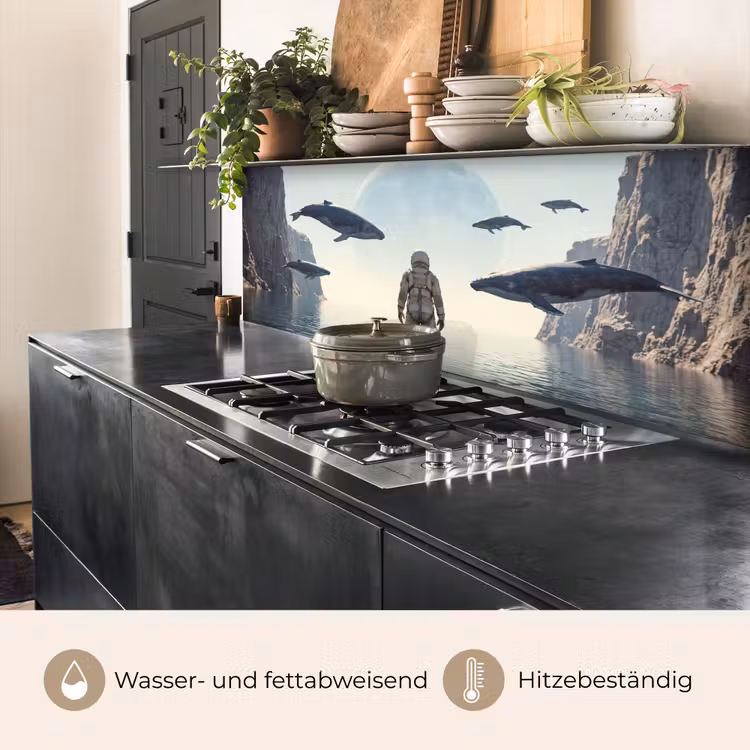 Küchenrückwand - Astronaut – Wal – Fantasie - Ruimtevaarder - Walvis - Fantasie keuken achterwand 2 middel