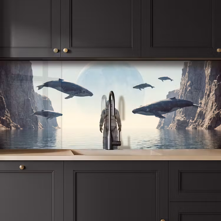 Küchenrückwand - Astronaut – Wal – Fantasie - Ruimtevaarder - Walvis - Fantasie keuken achterwand 2 middel