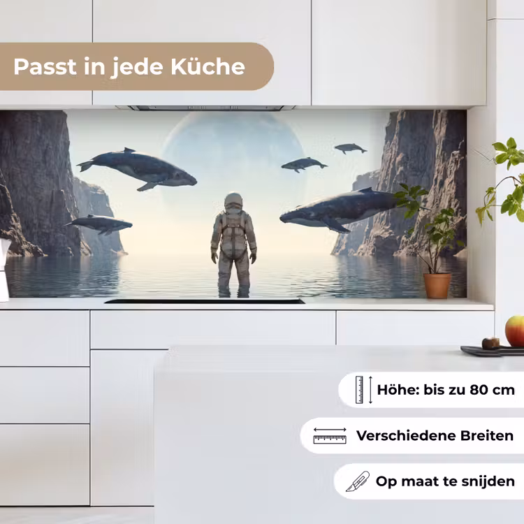 Küchenrückwand - Astronaut – Wal – Fantasie - Ruimtevaarder - Walvis - Fantasie keuken achterwand 2 middel