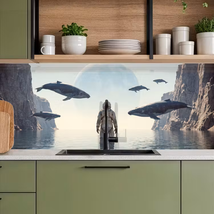 Küchenrückwand - Astronaut – Wal – Fantasie - Ruimtevaarder - Walvis - Fantasie keuken achterwand 2 middel