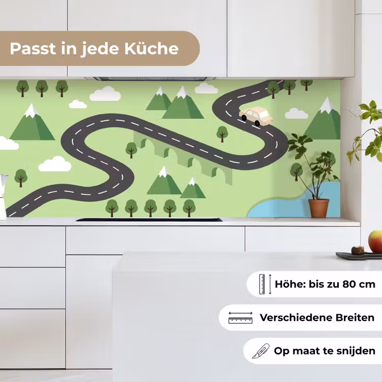 Auto - Bergweg - Natuur - Illustratie keuken achterwand 2 middel -sfeer4_DE