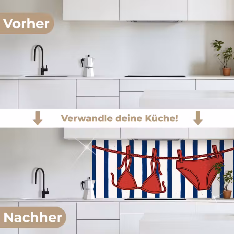 Badkleding - Waslijn - Zomer - Illustratie - Rood keuken achterwand 2 middel -voor-na_DE