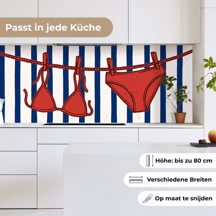 Badkleding - Waslijn - Zomer - Illustratie - Rood keuken achterwand 2 middel -sfeer4_DE