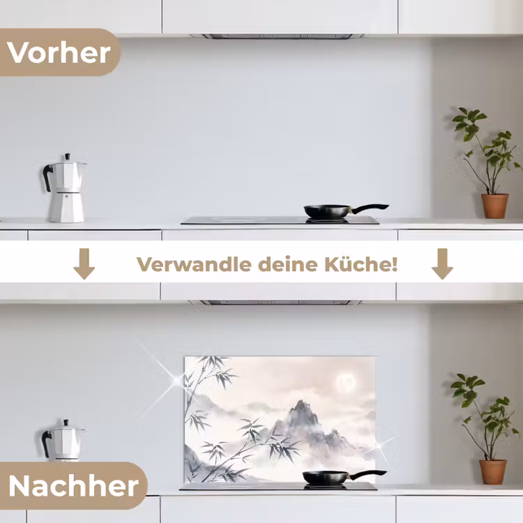 Bamboe - Azië - Grijs keuken achterwand spatscherm klein -voor_na_DE