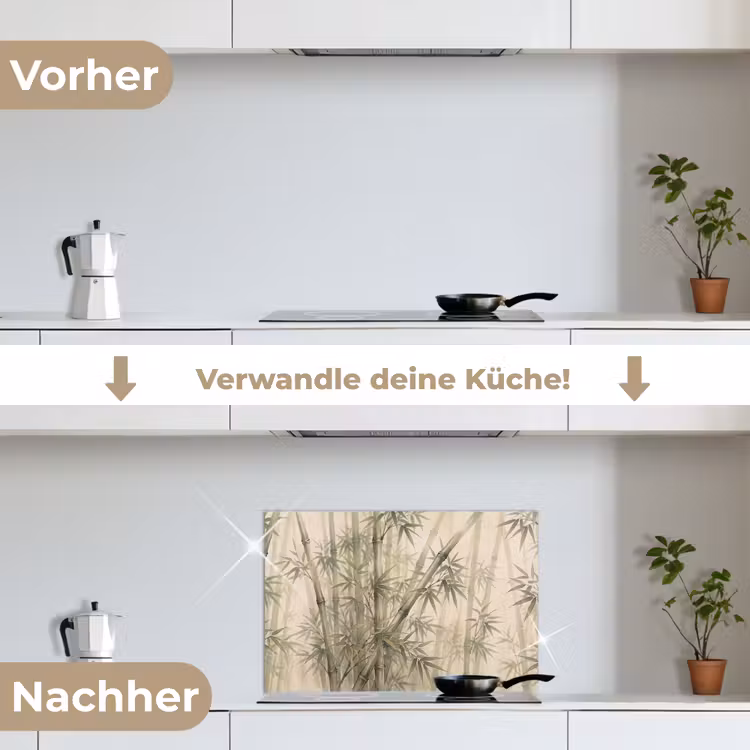 Bamboe - Bladeren - Aziatisch - Groen - Natuur keuken achterwand spatscherm klein -voor_na_DE