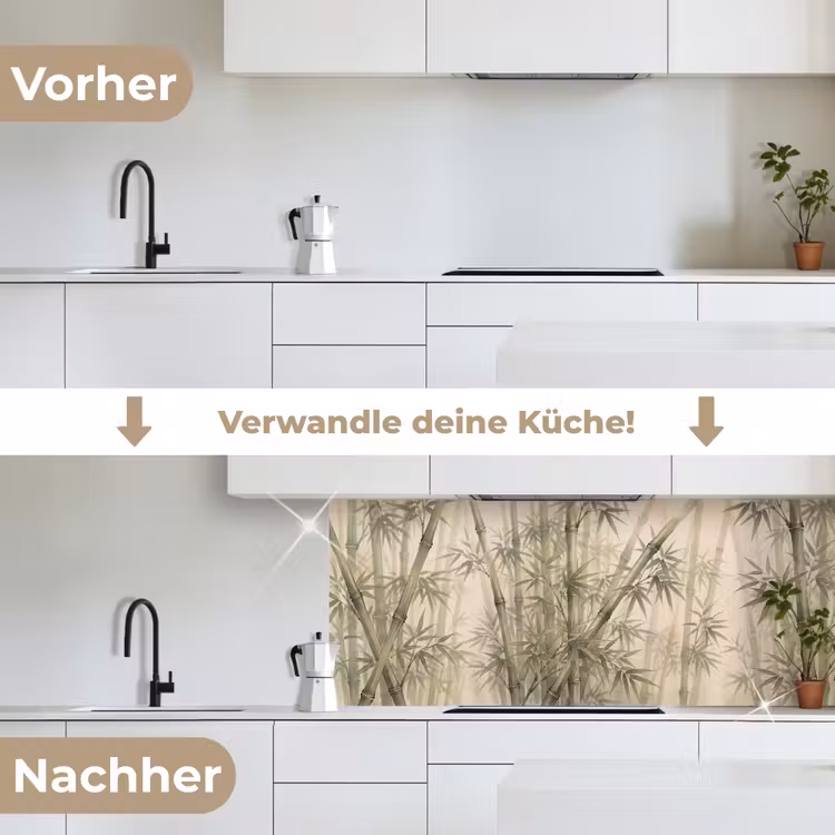 Bamboe - Bladeren - Aziatisch - Groen - Natuur keuken achterwand 2 middel -voor-na_DE