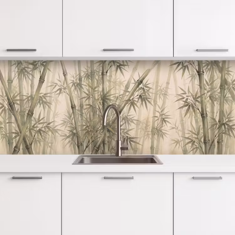 Bamboe - Bladeren - Aziatisch - Groen - Natuur keuken achterwand 2 middel -3d