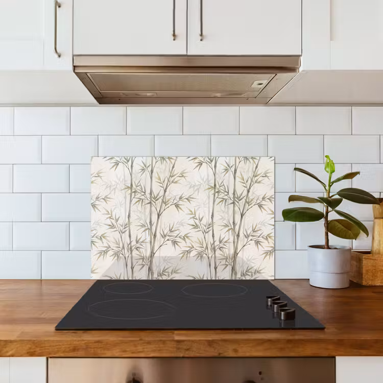 Bamboe - Bladeren - Natuur - Aquarel - Groen keuken achterwand spatscherm klein -sfeer2