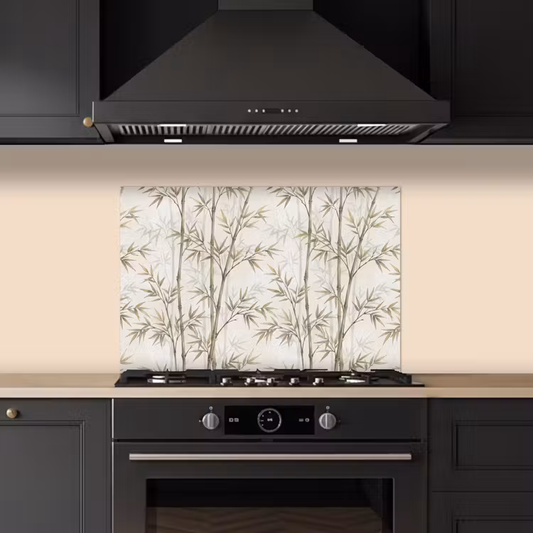 Bamboe - Bladeren - Natuur - Aquarel - Groen keuken achterwand spatscherm klein -sfeer1