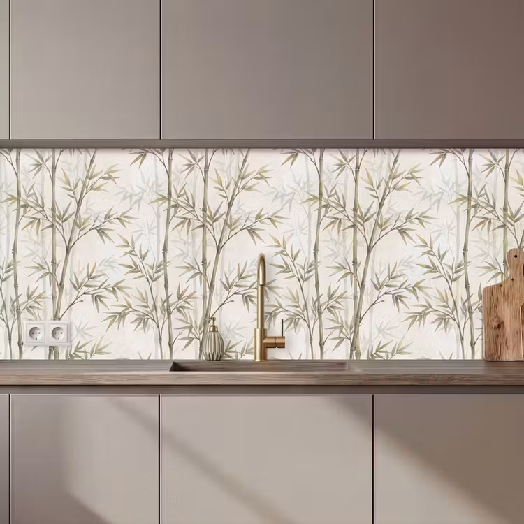 Bamboe - Bladeren - Natuur - Aquarel - Groen keuken achterwand 2 middel zz_3dshopping