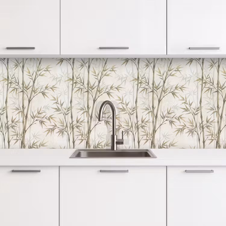 Bamboe - Bladeren - Natuur - Aquarel - Groen keuken achterwand 2 middel -3d