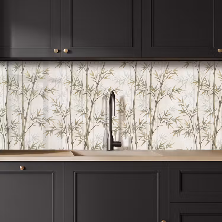 Bamboe - Bladeren - Natuur - Aquarel - Groen keuken achterwand 2 middel -sfeer1