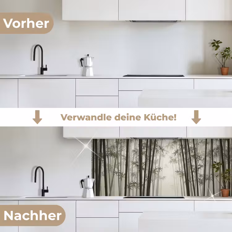 Bamboe - Bos - Mist - Natuur keuken achterwand 2 middel -voor-na_DE