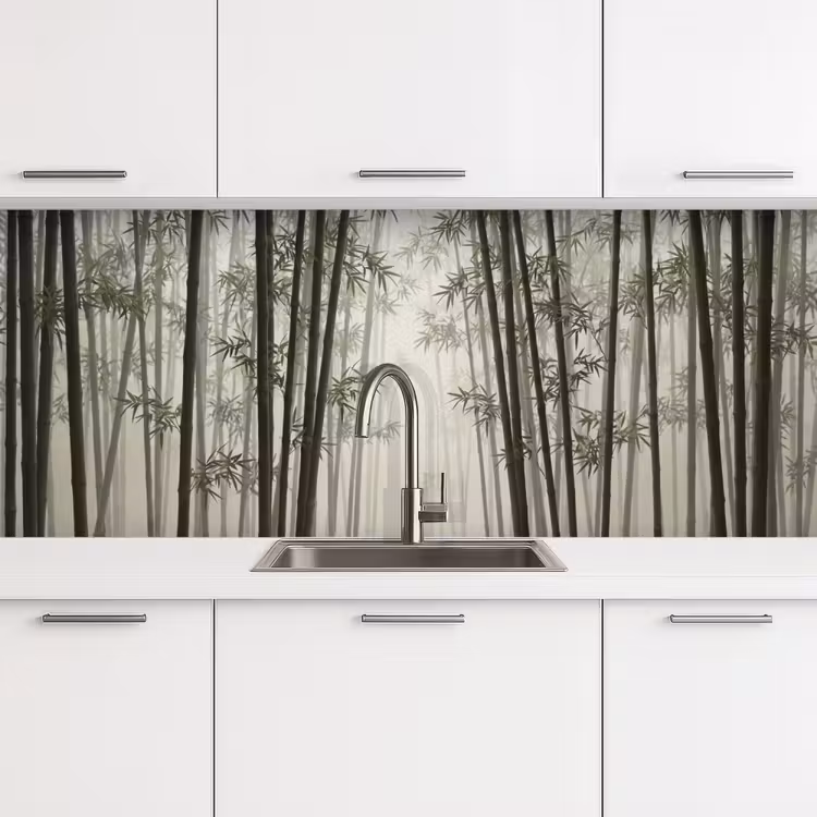Bamboe - Bos - Mist - Natuur keuken achterwand 2 middel -3d