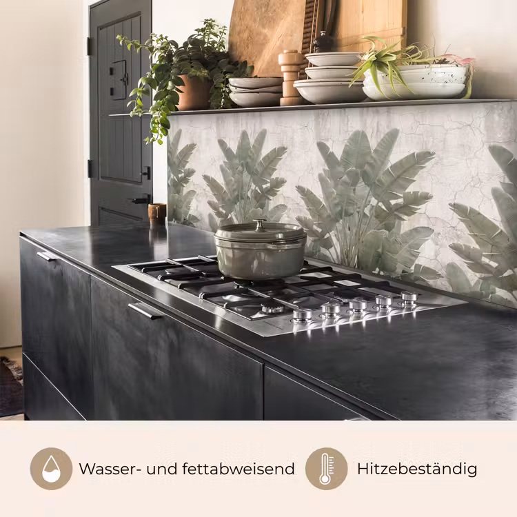 Bananenbladeren - Beton - Groen keuken achterwand 2 middel -usp_DE