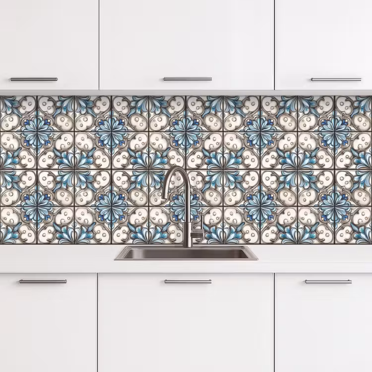Barok - Tegel - Kleurrijk keuken achterwand 2 middel 871 -3d
