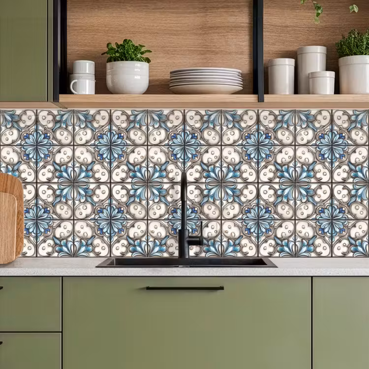 Barok - Tegel - Kleurrijk keuken achterwand 2 middel 871 -sfeer3