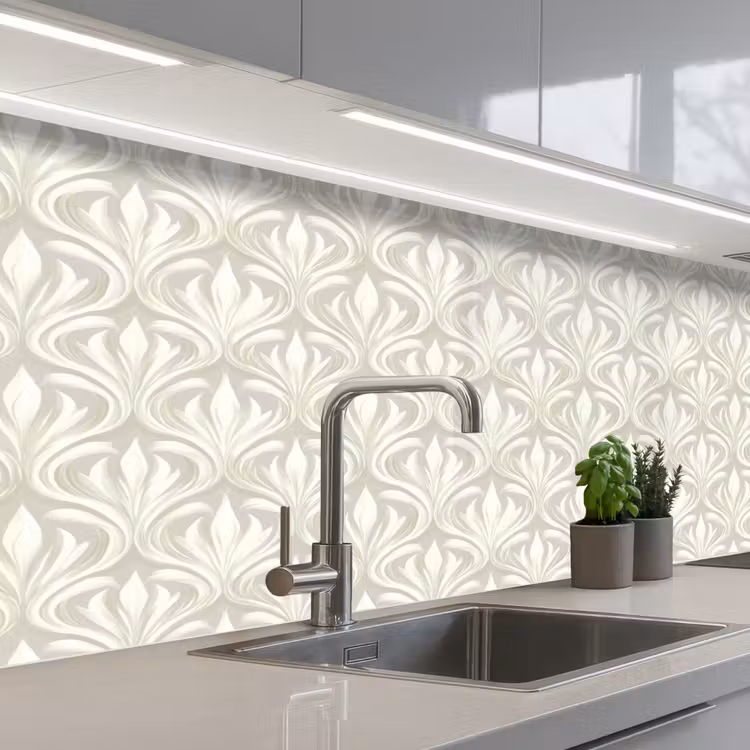 Barok - Patroon - Beige keuken achterwand 2 middel 871 -3d_schuin