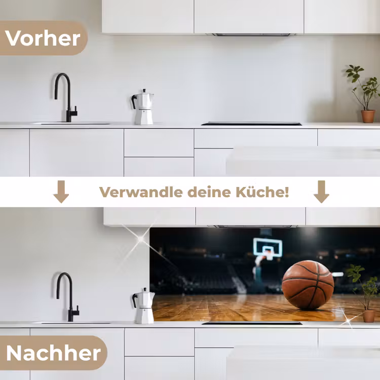 Basketbal - Arena - Sport keuken achterwand 2 middel -voor-na_DE
