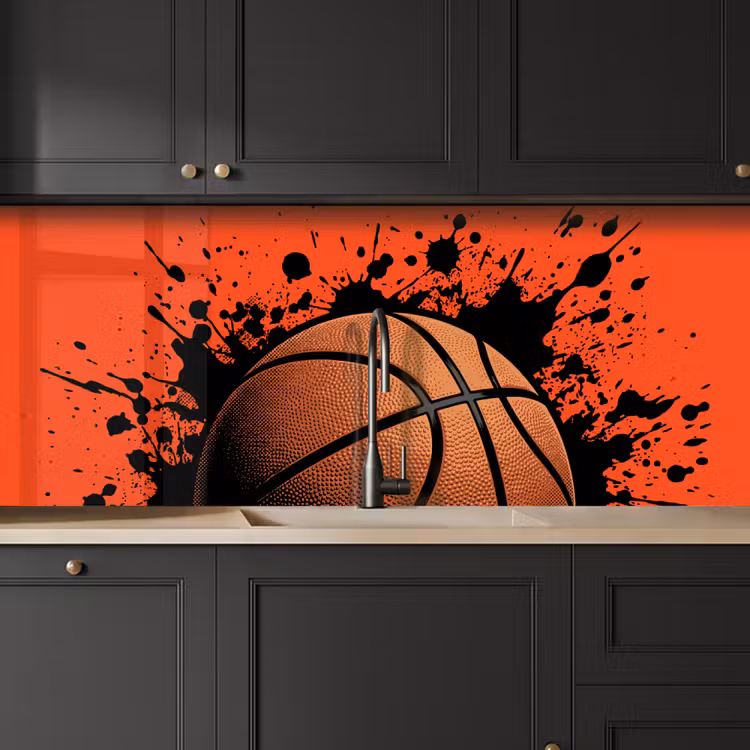 Basketbal - Verf - Sport - Oranje keuken achterwand 2 middel -sfeer1