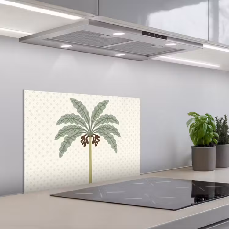 Boom - Bladeren - Groen - Decoratief - Beige keuken achterwand spatscherm klein -3d_schuin