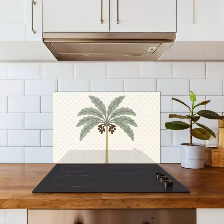 Boom - Bladeren - Groen - Decoratief - Beige keuken achterwand spatscherm klein -sfeer2